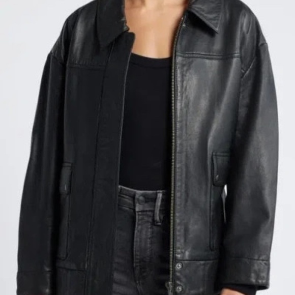 $359 Unworn Treasure & Bond Black Leather Jacket - Picture 1 of 7